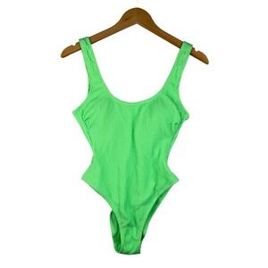 New No Boundaries High Leg 1-Piece Swimsuit size Small Neon Green